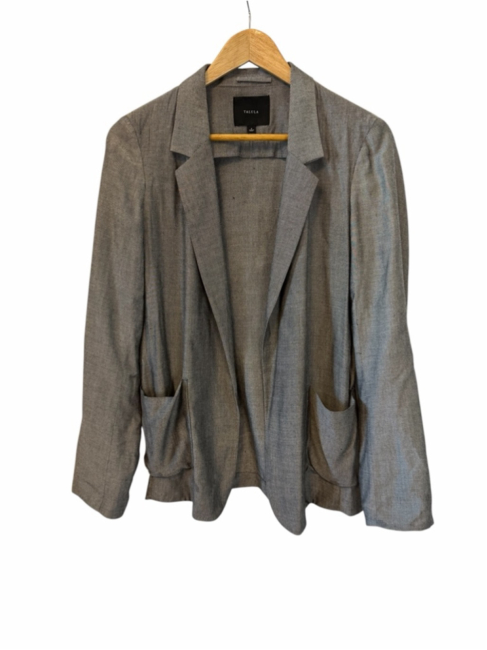 Talula Grey Open Front Blazer Jacket Size 6 Career Office Lightweight Chic - Picture 2 of 11
